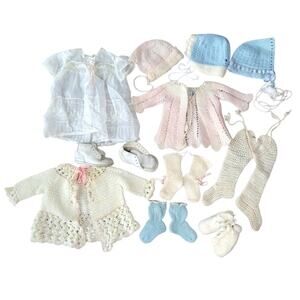 Antique Baby Clothes Handmade In Occupied Japan Socks Cardigan Booties Hat Shoes